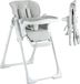 Chaise haute Chaise haute - Chaise haute pliable - 2-en-1, convertible - Réglable en hauteur et inclinable - Avec plateau et coussin d'assise - Gris