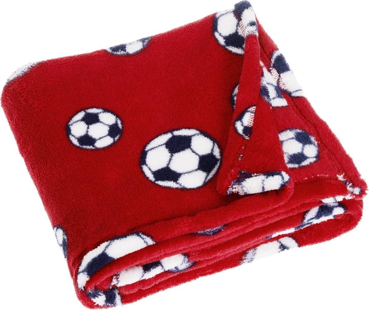 Playshoes fleece babydeken voetbal rood rood