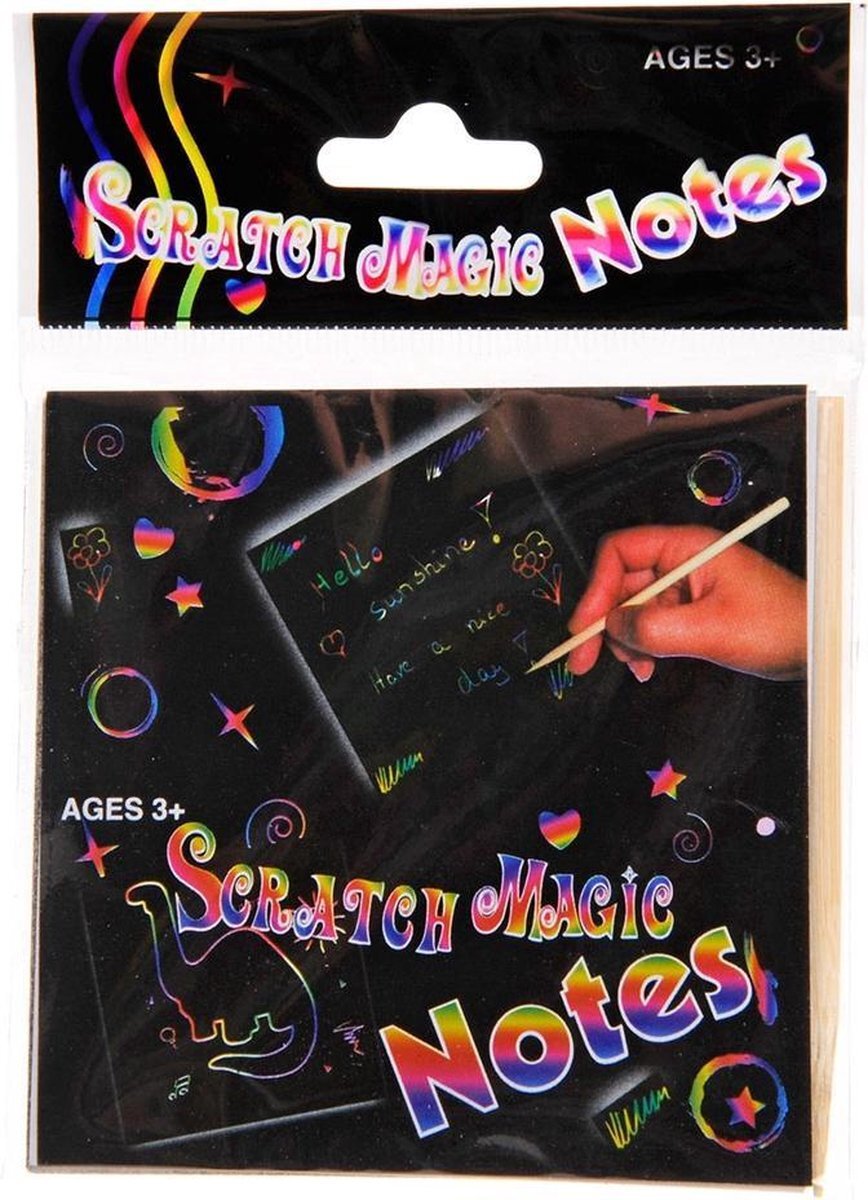 Non Branded TOM memoblaadjes Magic Color Scratch 9 cm zwart 25-delig