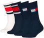 Tommy Hilfiger 4-pack sokken met vlagstreep, blauw & wit, maat 35-38