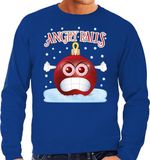 Bellatio Decorations Angry balls Foute Kerst trui / sweater - Blauw - Heren - XL