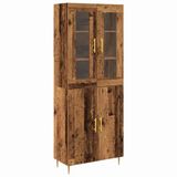 vidaXL Highboard Oudhout 69,5 x 34 x 180 cm Bewerkt Hout