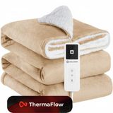 CoolHome HB25 Elektrische Warmtedeken - Flanel & Melkfleece - Beige - 130 x 180 cm
