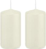 Trend Candles Bougie cylindrique/bougie tronc - 2x - blanc ivoire - 5 x 10 cm - 23 heures de combustion