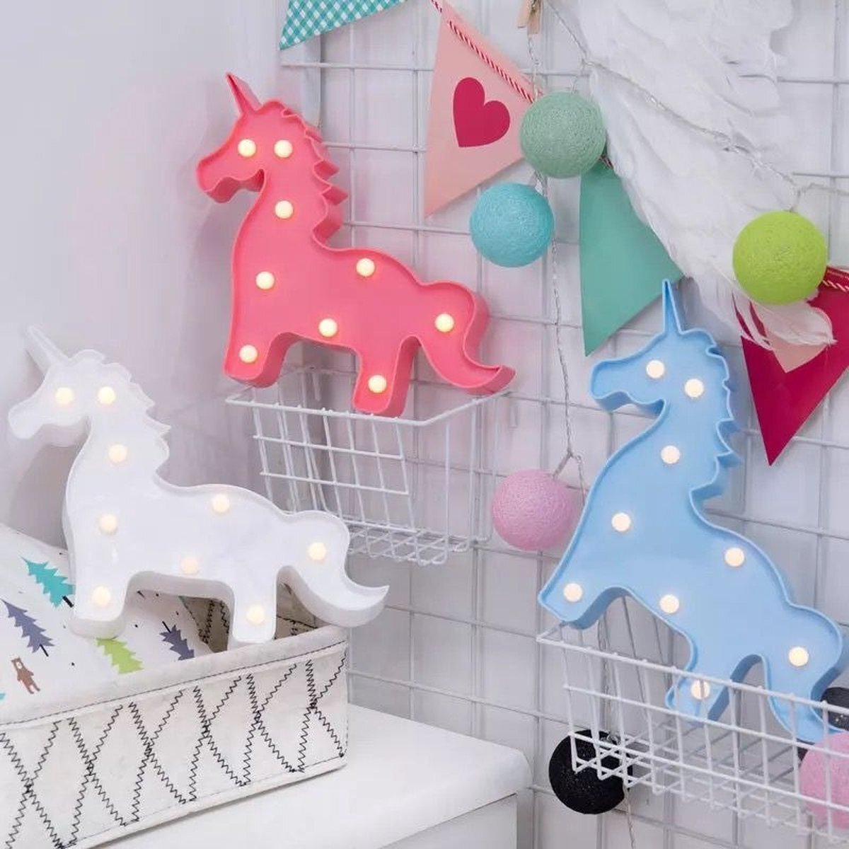 Luminous Luxury Nachtlamp Mini Unicorn - Wit - 25*30cm - Kinderkamer Slaapkamer