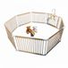 Relaxdays Flexibele babybox met deur, 8 panelen h x b 61 x 84,5 cm, veilige speelruimte, grenenhout, naturel