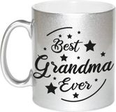Bellatio Decorations Bol Best Grandma Ever cadeau koffiemok / theebeker - zilverkleurig - 330 ml - verjaardag / bedankje - mok voor oma