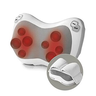 nah-vital Shiatsu massagekussen, met extra voetovertrek - 3D-roterende massagekoppen - warmtefunctie - 3 snelheden