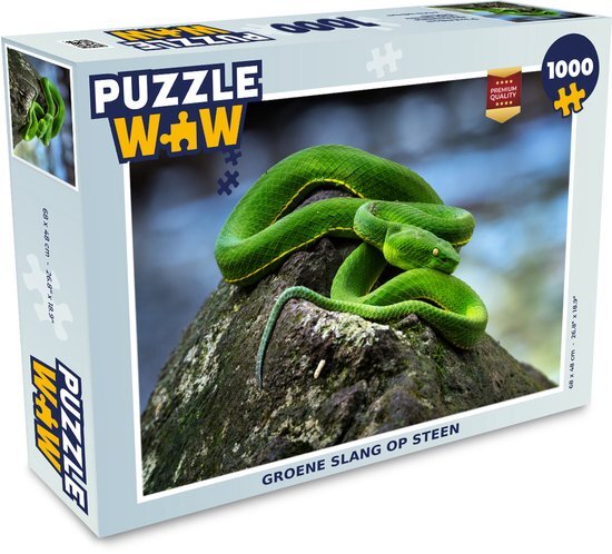 MuchoWow Puzzel Groene slang op steen - Legpuzzel - Puzzel 1000 stukjes volwassenen