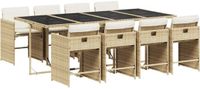 vidaXL 9-delige Tuinset met Kussens Poly Rattan Beige