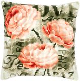 Vervaco Kruissteekkussen kit Pioenrozen 40 x 40 cm