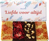 ChocoXD Liefde Chocoladecadeau - Valentijn chocolade - Fairtrade chocolade - Brievenbuspakket - Handgemaakte chocolade kado - Puur, Melk en Wit