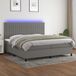 Maison Exclusive - Lit boxspring avec matelas et éclairage LED, gris foncé, 200x200 cm, textile