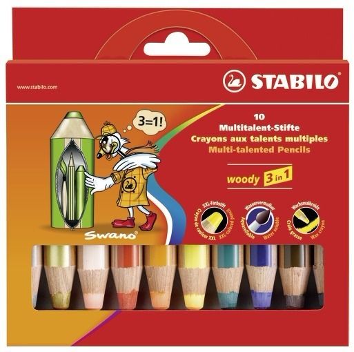 STABILO woody 3 in 1 Multi - 10 Kleurpotloden - 10 stuks