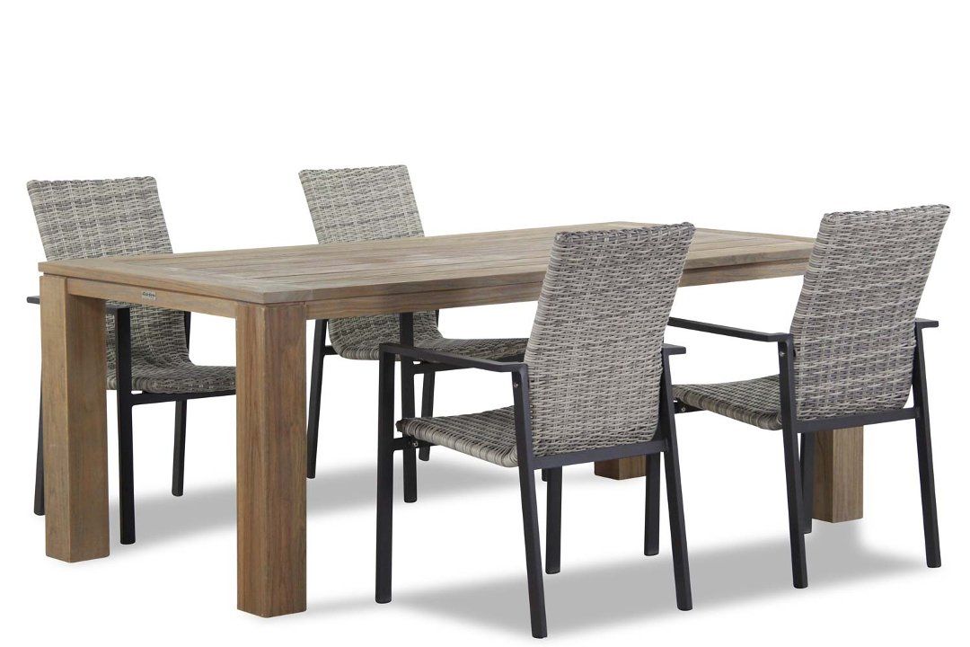 Lifestyle Garden Furniture Upton/Brighton 200 cm dining tuinset 5-delig stapelbaar - 7435147363375
