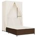 Poly Rattan Ligbed tweepersoons met dak en gordijn bruin