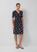 s.Oliver Navy Polka Dot A-line V-neck Long Sleeve Midi Dress Women's Size 34