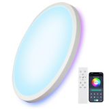 Comely Led-plafondlamp, 28 cm, rond, 24 W, dimbaar, met afstandsbediening, RGB-achtergrondverlichting, IP44