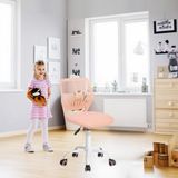 FurnitureR Kinderbureaustoel, in hoogte verstelbare draaistoel met klein gat rugleuning ontwerp, geschikt voor kinderslaapkamer of studeerkamer, roze