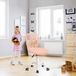 FurnitureR Kinderbureaustoel, in hoogte verstelbare draaistoel met klein gat rugleuning ontwerp, geschikt voor kinderslaapkamer of studeerkamer, roze
