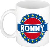 Bellatio Decorations Ronny voornaam koffiemok beker wit/blauw 300 ml