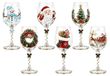 Verres à vin festifs avec motif de Noël en 3D