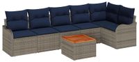 vidaXL - Tuinbank - Set - 7 - st - Grijs - poly - rattan