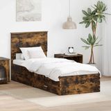 vidaXL Bedframe gerookt eikenhout 75 x 190 cm