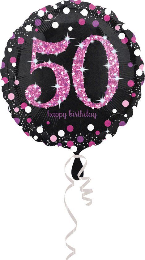 Amscan Folieballon 50 Jaar Sparkling Celebrations Roze 43 cm