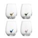Bloomingville Misa Verres à boire – set de 4 verres soufflés à la bouche avec oiseaux colorés