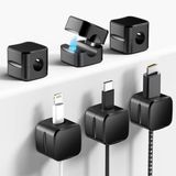 Grsta Kabelclips, 6 stuks zelfklevende kabelstoppers, sterke verbinding, kabelklemmen, bureau, verstelbaar, voor nachtkastje, oplaadkabel, HDMI, USB, audiokabel, muiskabel, zwart