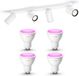 Philips Hue Pongee Opbouwspot (Wit) - Wit en Gekleurd Licht - Plafondspot met 4 Lichtpunten - GU10 - Hue White and Color Ambiance