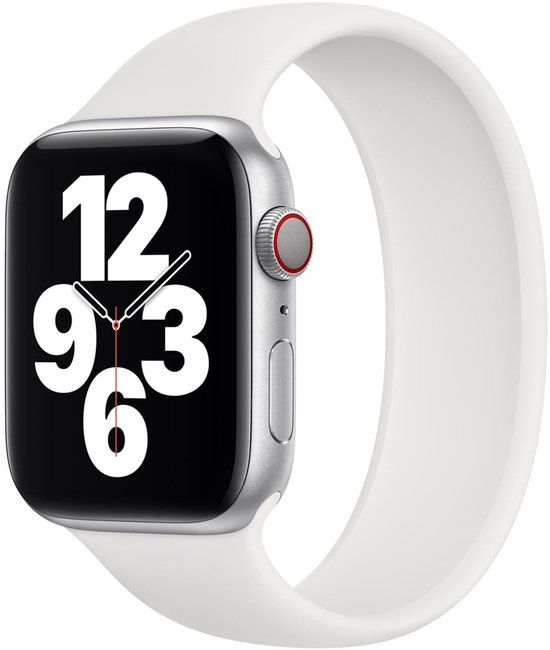 Apple Siliconen solobandje voor de Apple Watch | 44/45/46/49 mm - Maat 4 - White