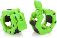 Greententljs Olympische halterklemmen, 5,1 cm, snelspanner, professionele olympische halterschijven, sluitclips voor workout, gewichtheffen, fitnesstraining, neongroen