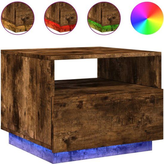vidaXL Salontafel met LED-verlichting 50x49x40 cm gerookt eikenkleurig