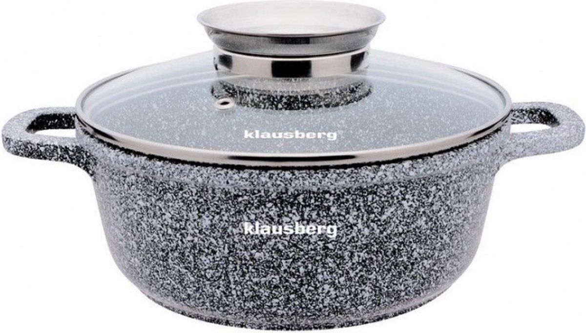 KLAUSBERG 7526 - Kookpan met deksel - marmer grijs - 28 cm - 10 liter