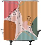 Goodivery Rideau de douche élégant avec motif abstrait de visage - 180x200 cm - Coloré