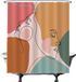 Goodivery Rideau de douche élégant avec motif abstrait de visage - 180x200 cm - Coloré