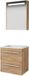 Basic-Line Premium 46 Badkamermeubelset - 60 x 46 cm - Met Grepen - 2 Lades - Acryl Wastafel - Zonder Kraangat - Spiegelkast met LED Verlichting - Whisky Oak