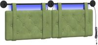vidaXL Hangend hoofdbord Met LED-verlichting Lichtgroen Fluweel