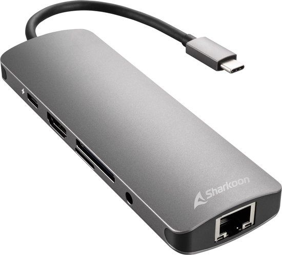 Sharkoon USB 3.0 Type C Combo Adapter - Grijs