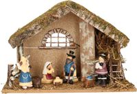 Koopman International crèche complète - 7x figurines de crèche - bois et polyrésine - 42 x 19 x 30 cm