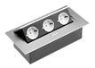 GTV Bureau-stekkerdoos, 3 x Schuko, zonder netsnoer, aluminium, AE-PB03GS-53
