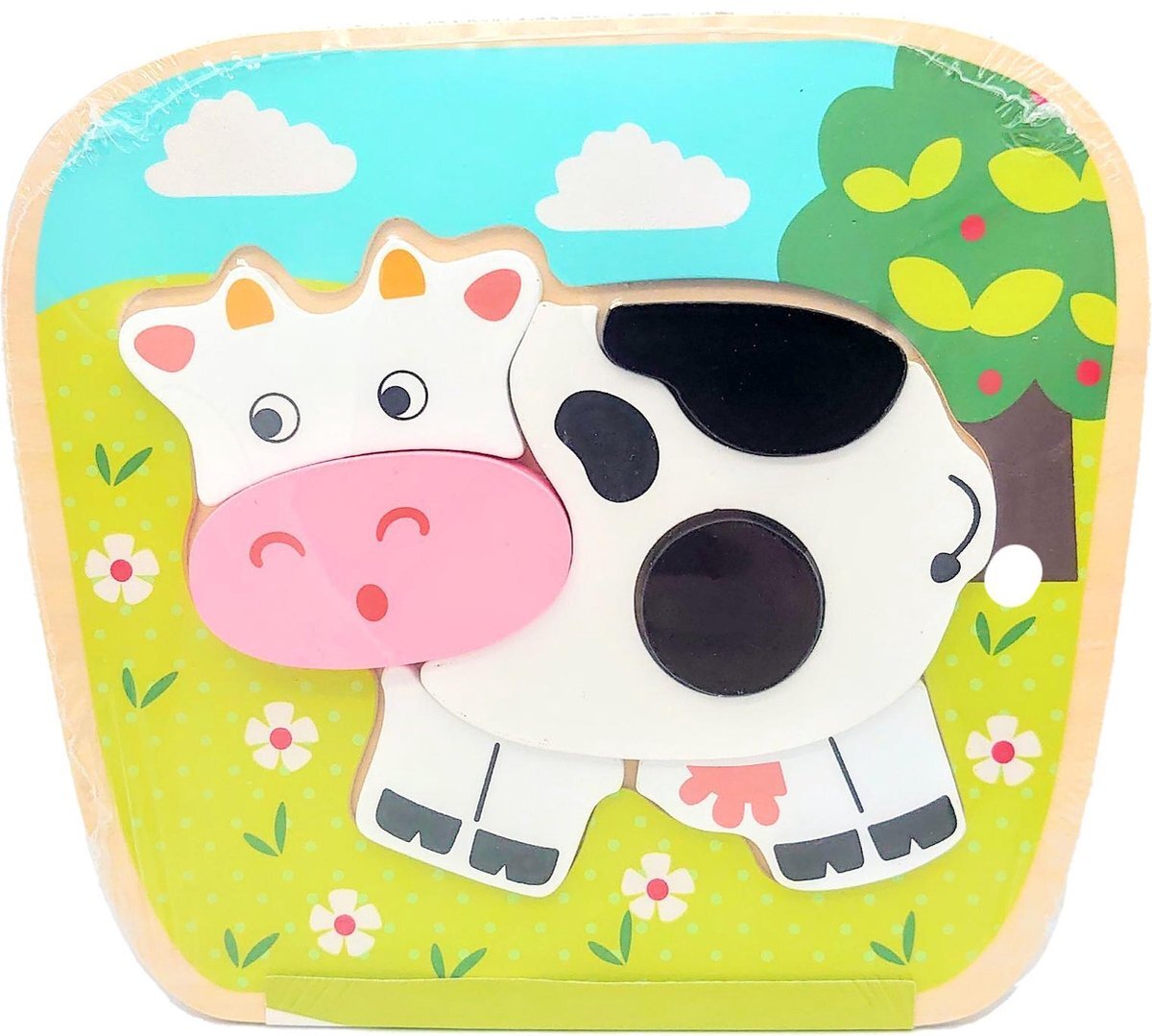 Simply for Kids Houten Vormenpuzzel Koe - - My First Puzzel - Vanaf 1 jaar