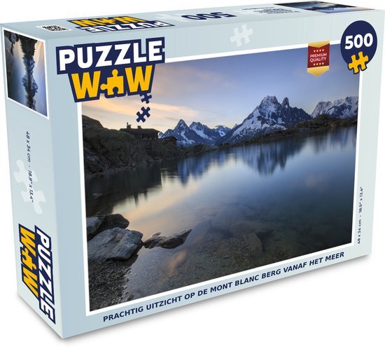 MuchoWow Puzzel uitzicht op de Mont Blanc berg vanaf het meer - Legpuzzel - Puzzel 500 stukjes