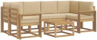 vidaXL - Hoek loungeset - 6 zitplekken - Wit en Beige - Acacia Hout