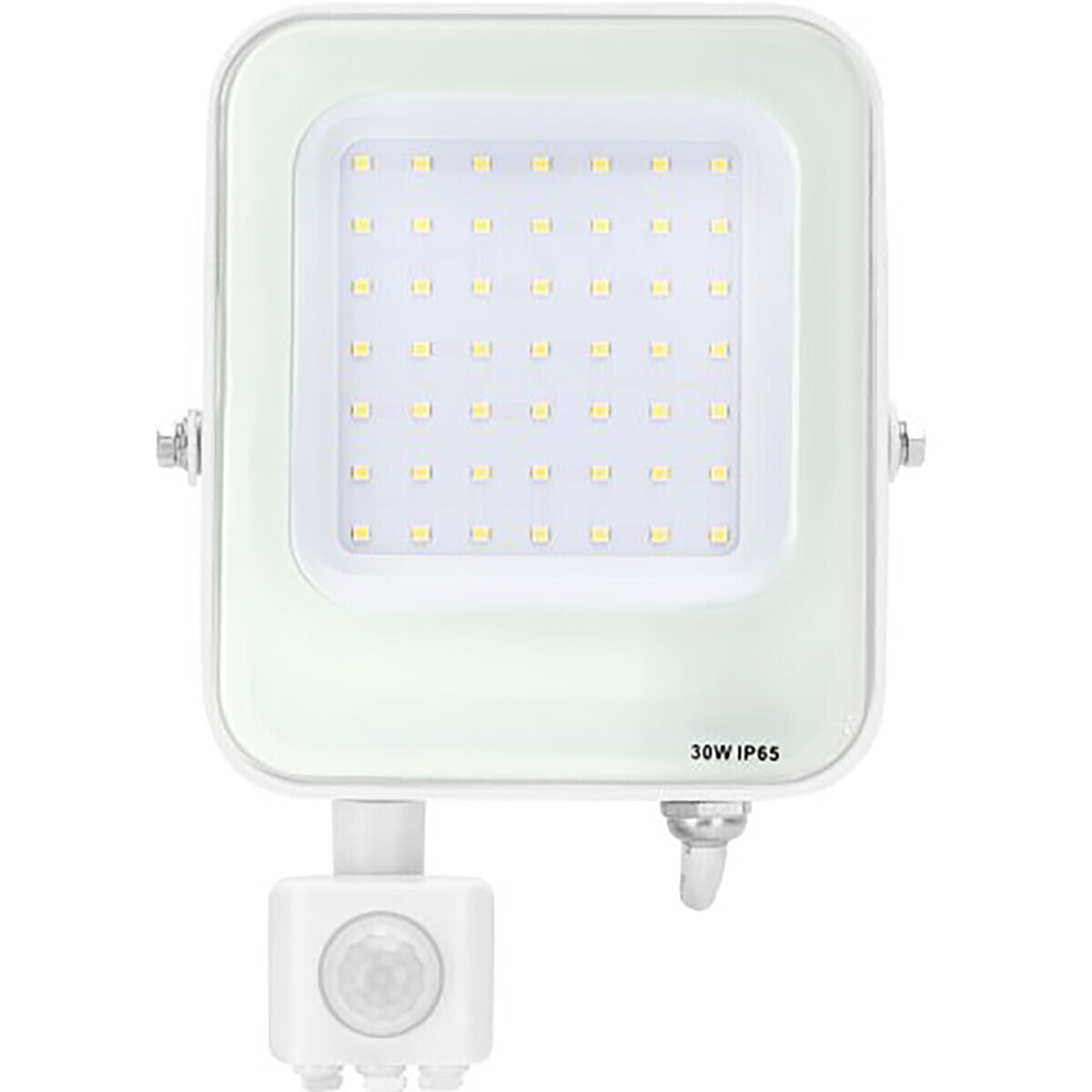 BES LED LED Bouwlamp met Bewegingssensor - LED Schijnwerper - Aigi Rekan - 30 Watt - Helder/Koud Wit 6500K - Waterdicht IP65 - Rechthoek - Mat Wit - Aluminium