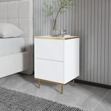 Merkloos / Sans marque Hanah Home Elegante nachtstand met wandmontageoptie, wit en goud, 40 x 60 x 35 cm, 100% melamine gecoat deeltjesbord, 18 mm dik, stijlvolle opbergoplossing