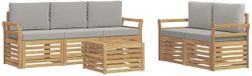 vidaXL Buiten bank set 6 st Wit en Lichtgrijs Polyester