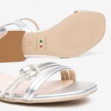 Nero Giardini Sandalen Zilver Leer Platte Sandalen Dames Maat 37
